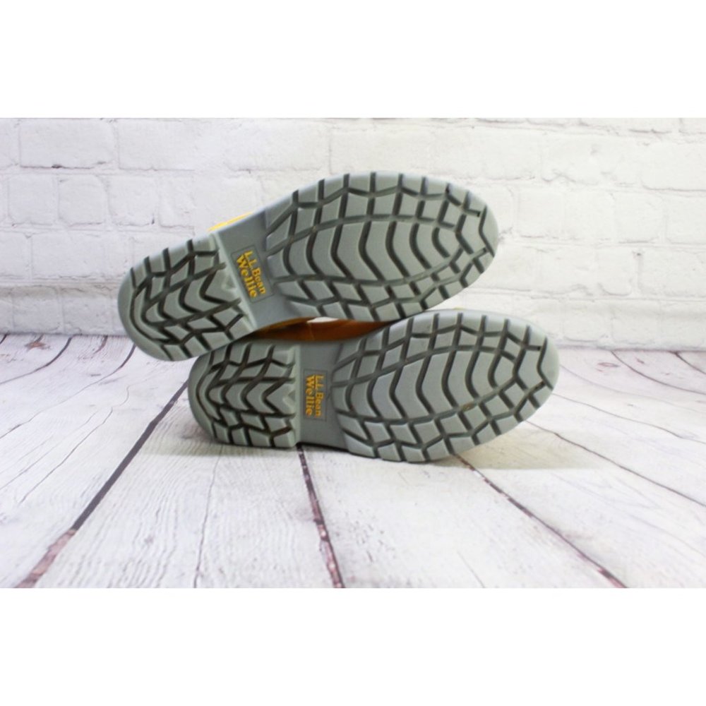 LL Bean Yellow Vulcanized Rubber Waterproof Rugged Wellie Shoes Size 7 M - Picture 9 of 9